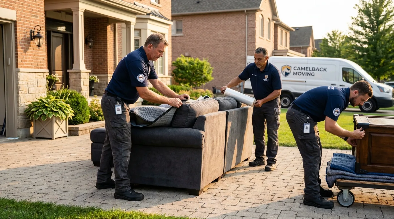 Large estate moving crew wrapping furniture in Nisswa, MN