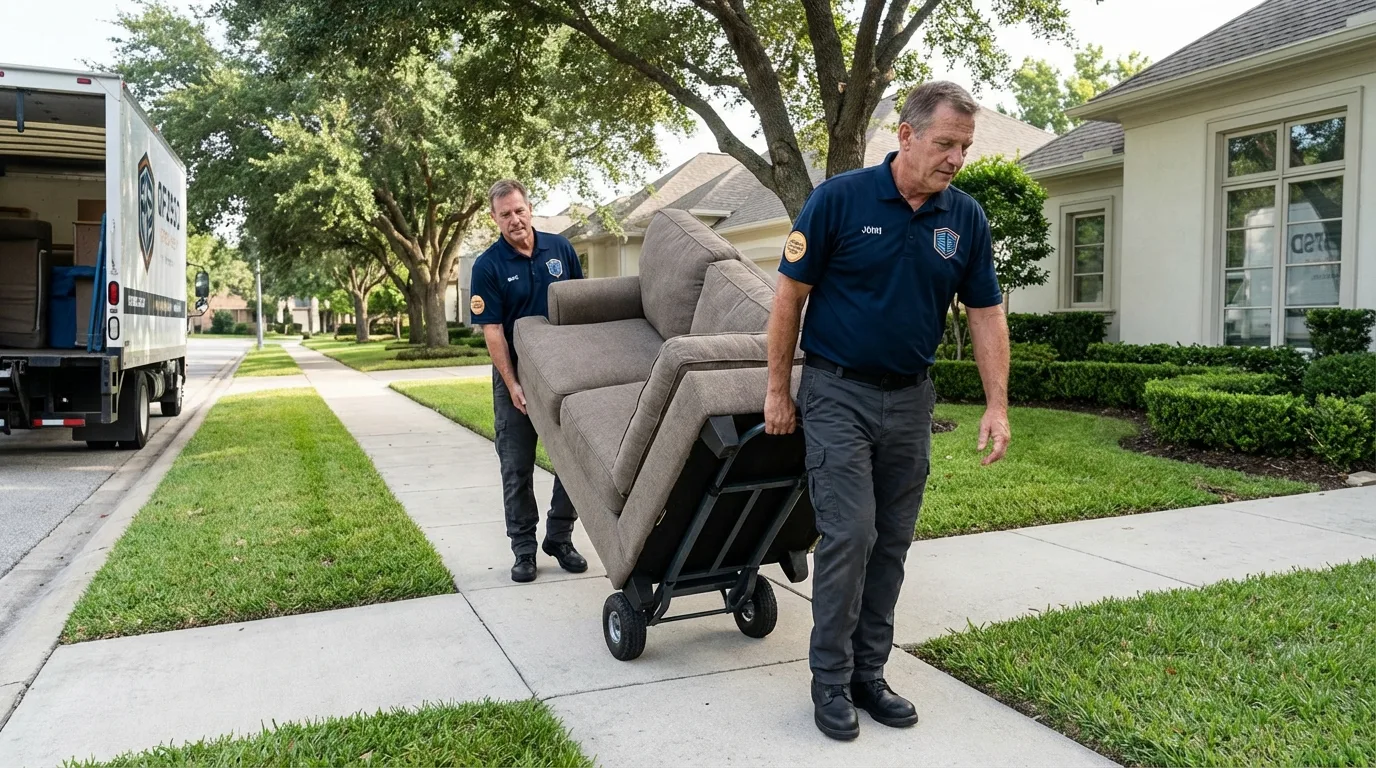 Local residential moving crew loading furniture in Nisswa, MN